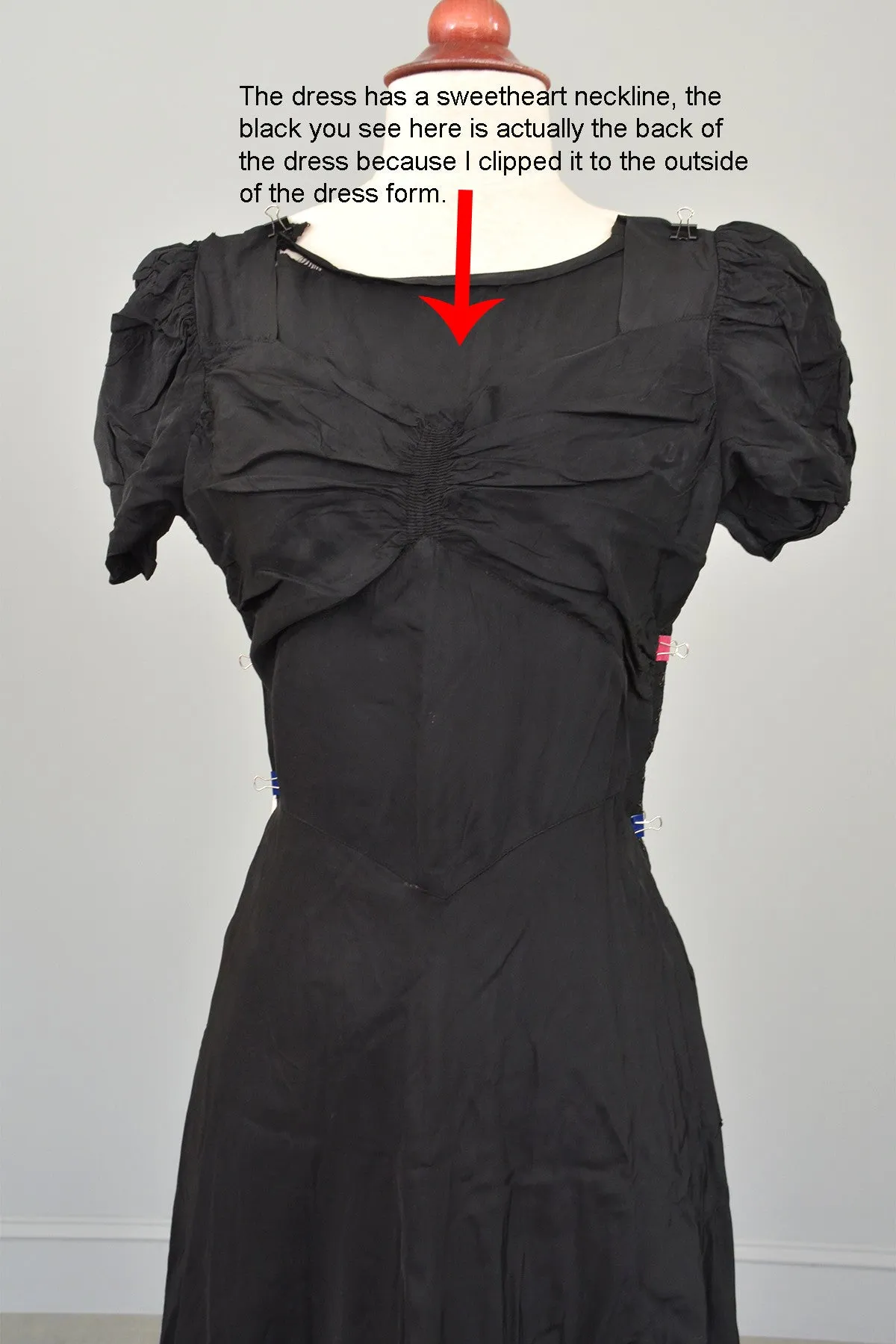 1930s 40s Black Cascading Ruffles Gown / Underslip for Study or Restoration