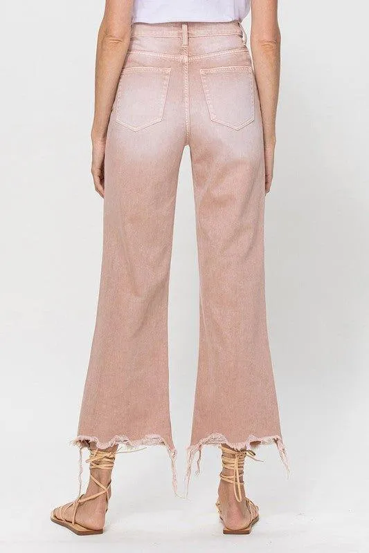 90's Vintage Blush Pink Crop Flare Jeans