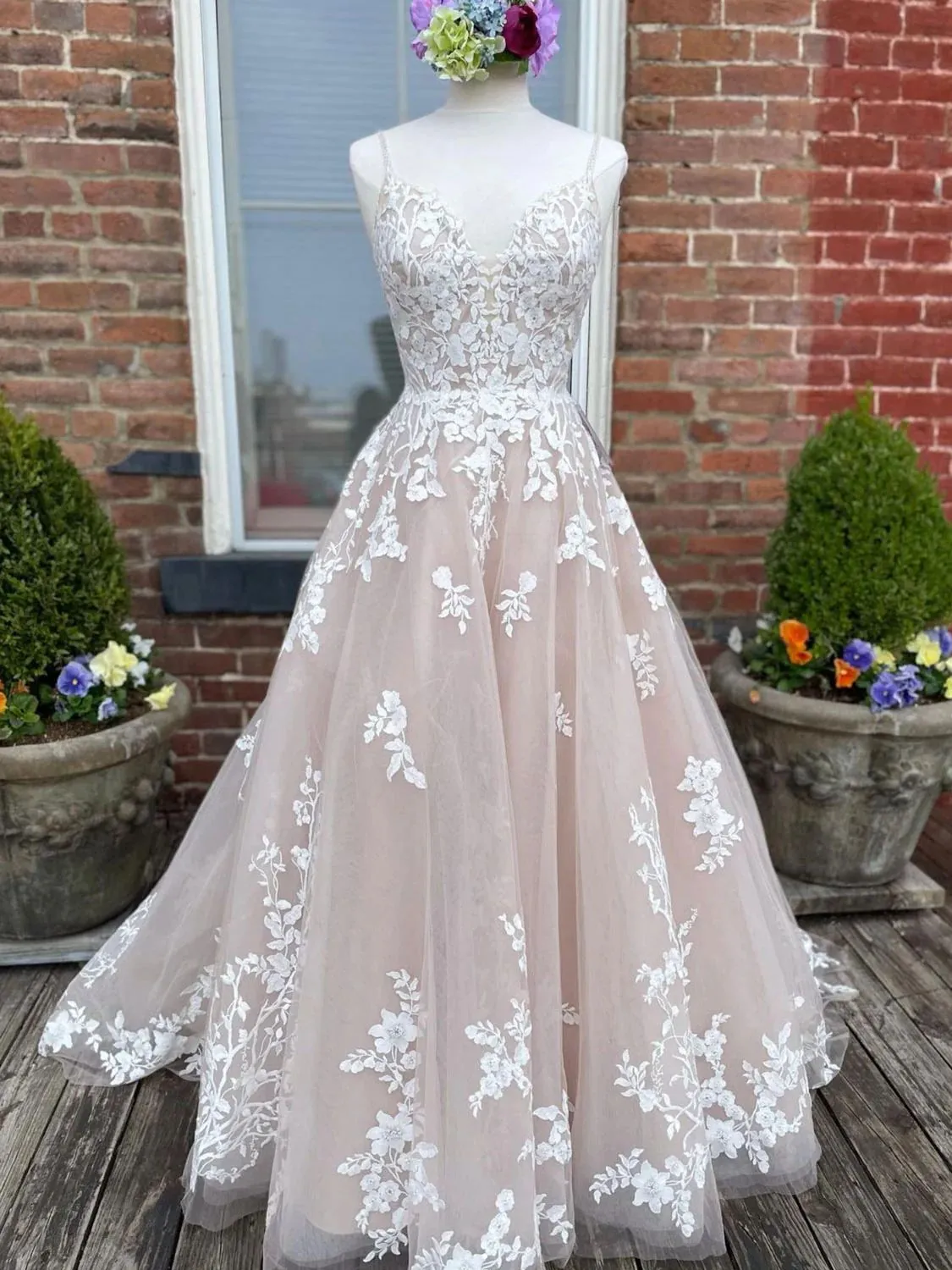 A-line Lace Cathedral Train Wedding Dress