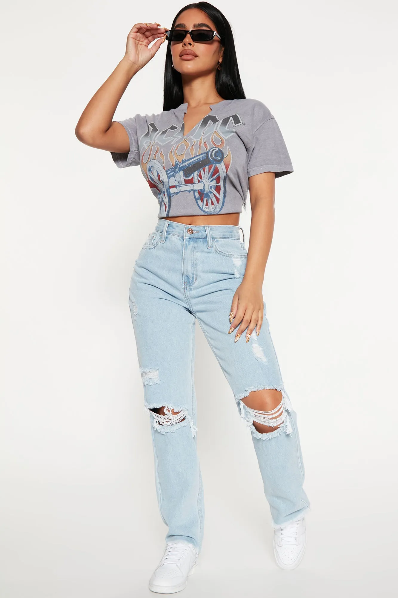 Back Home Ripped Mom Jeans - Light Blue Wash