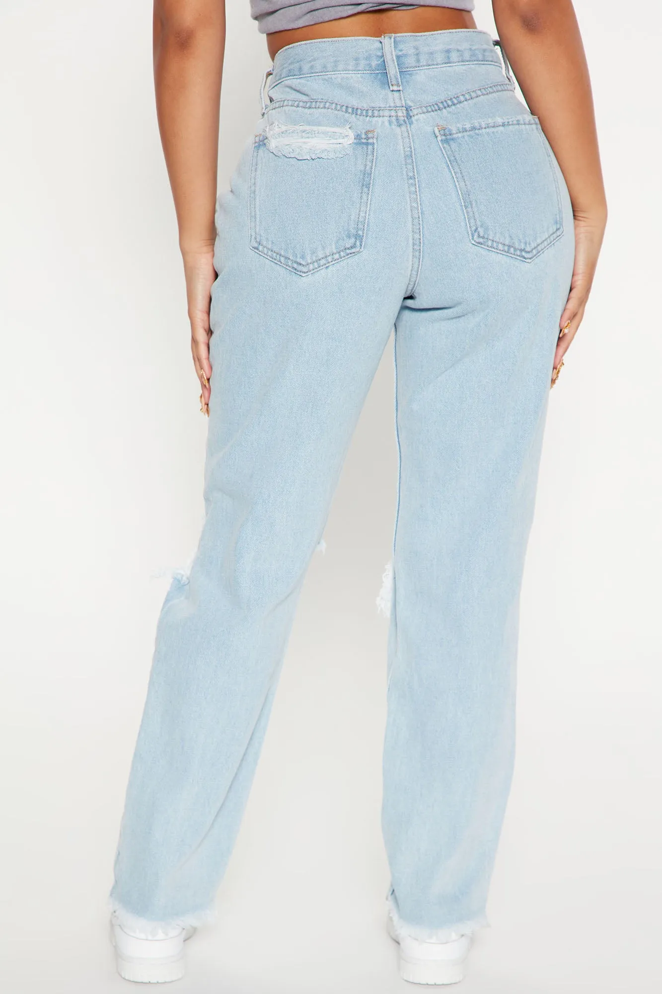 Back Home Ripped Mom Jeans - Light Blue Wash