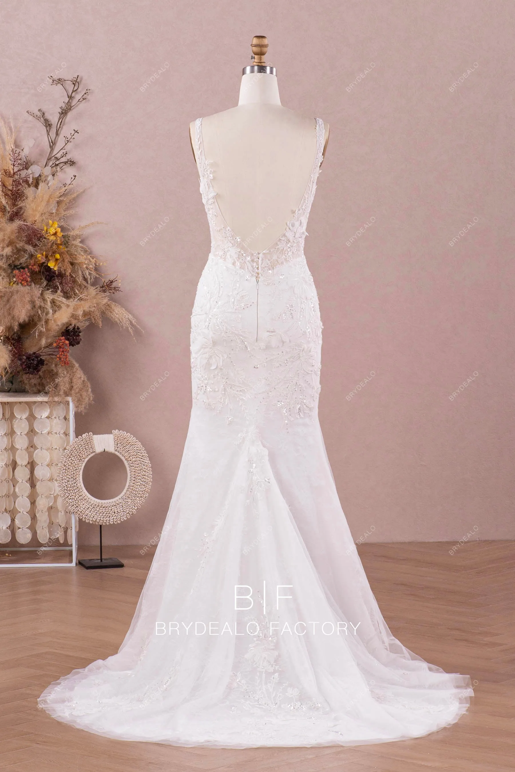 Backless Designer Wild Lace Convertible Mermaid Wedding Dress