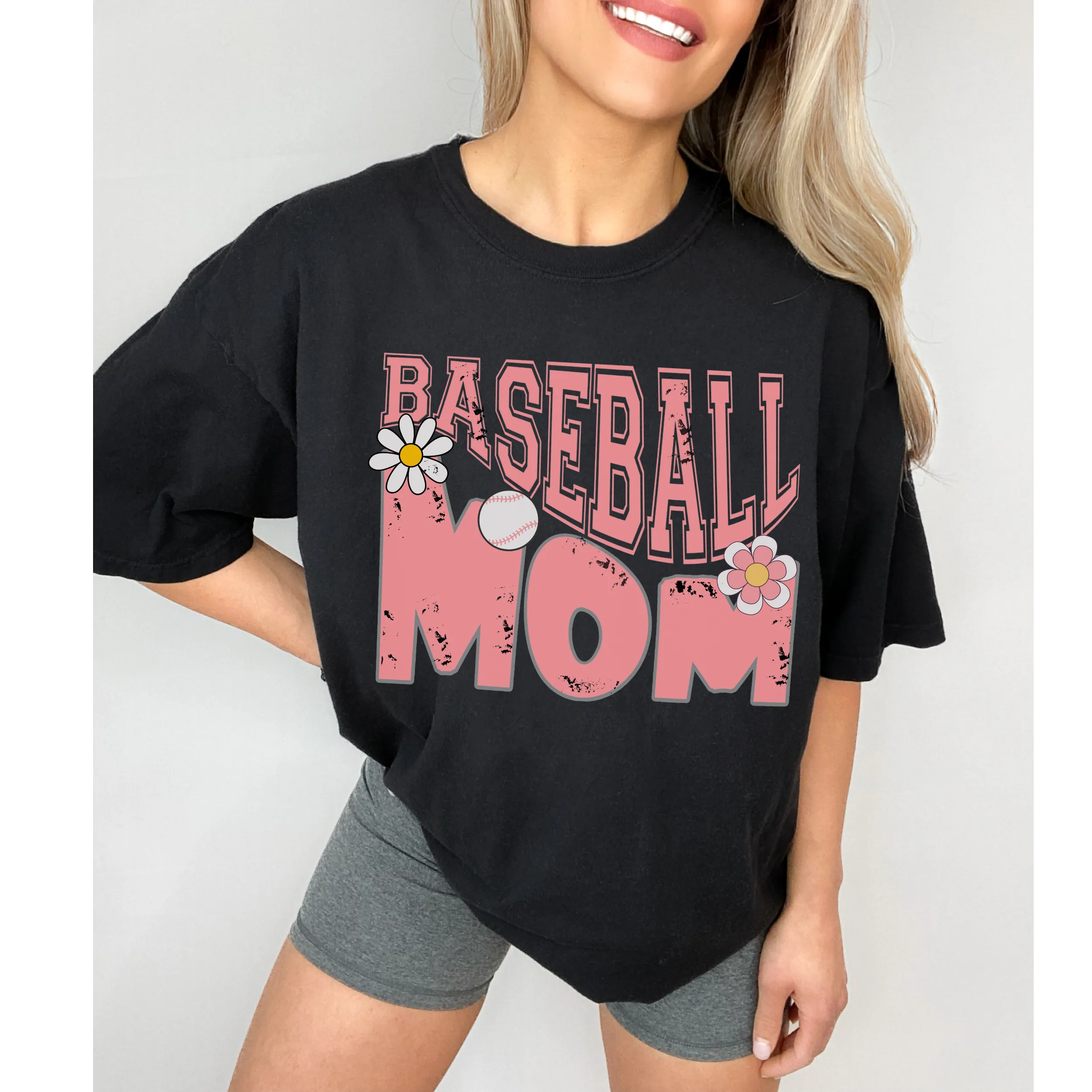 Baseball Mom Comfort Colors® T-Shirt, Spring or Summer Tee, Gift for Mom, Distressed, Retro Design Baseball T-Shirt