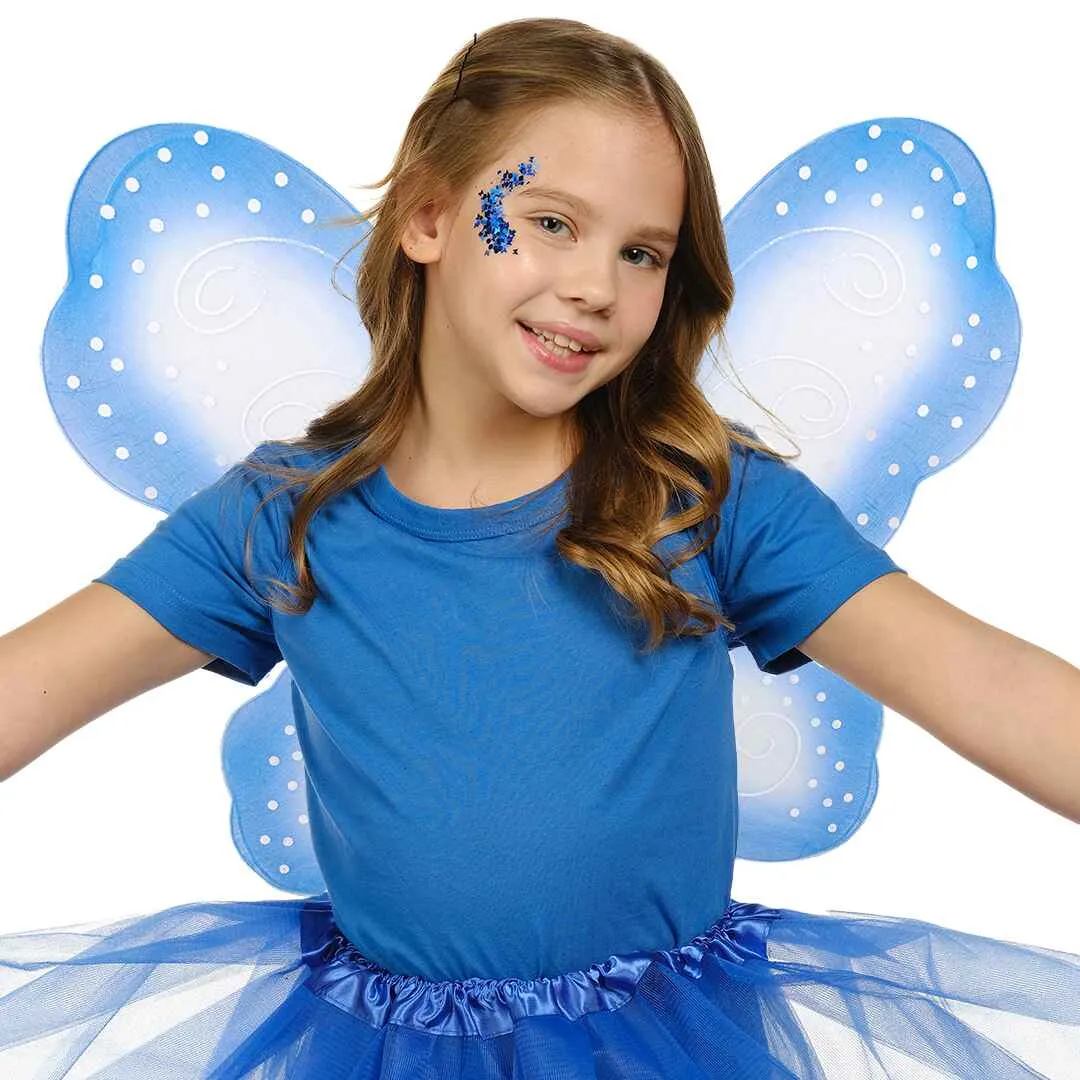 Blue Butterfly Wings - Fairy Wings with Chunky Glitter Set - FUNCREDIBLE