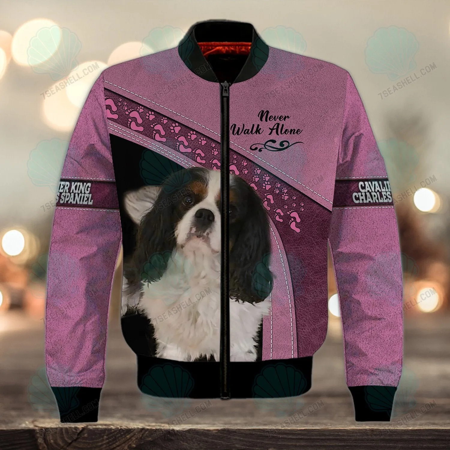 Cavalier King Charles Spaniel Pink Ver2 Love Never Walk Alone 3D Full Print Shirts, Christmas Shirt for Dog Lovers