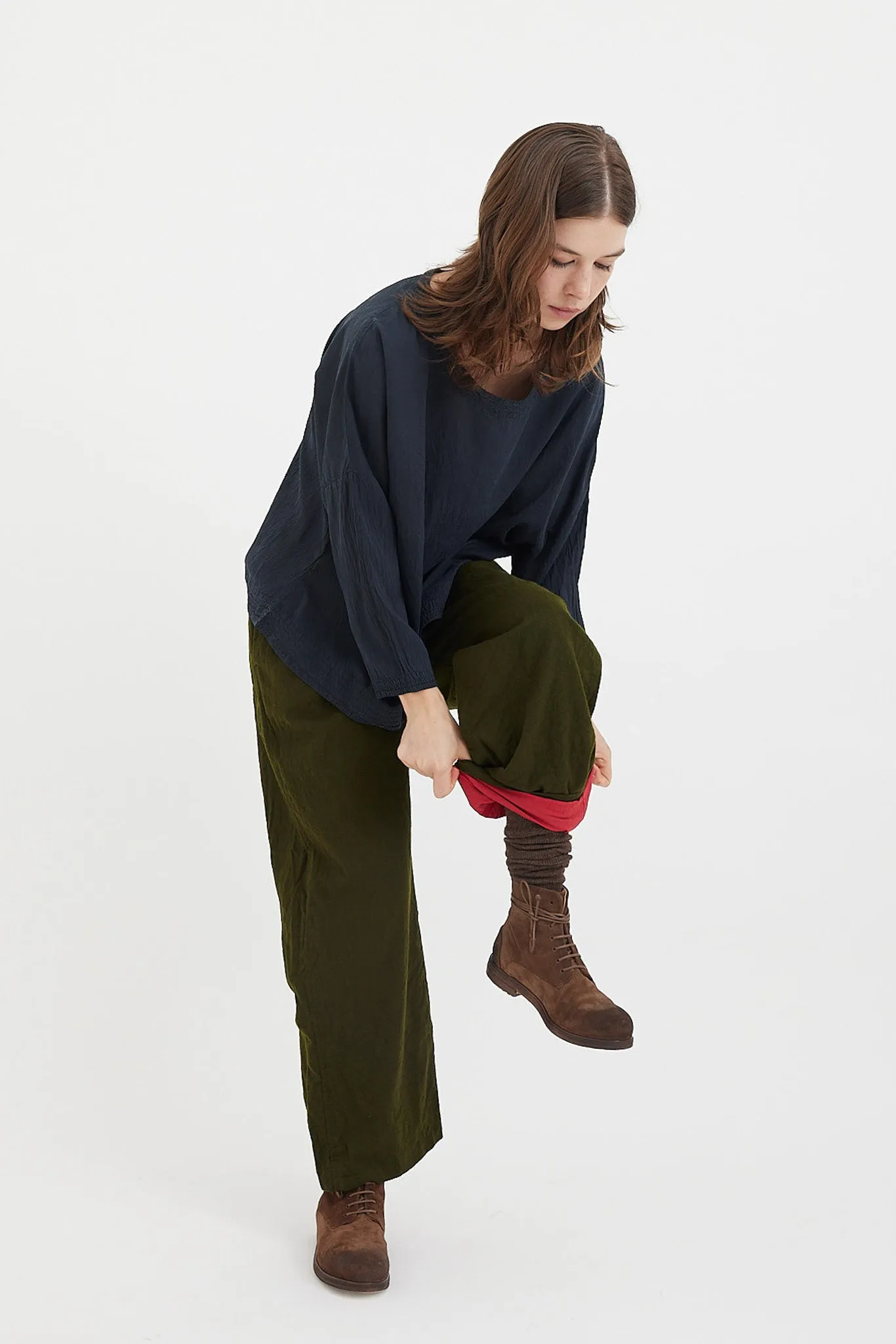 Chez Vidalenc - Pants Coulisse Lined - Dark Olive