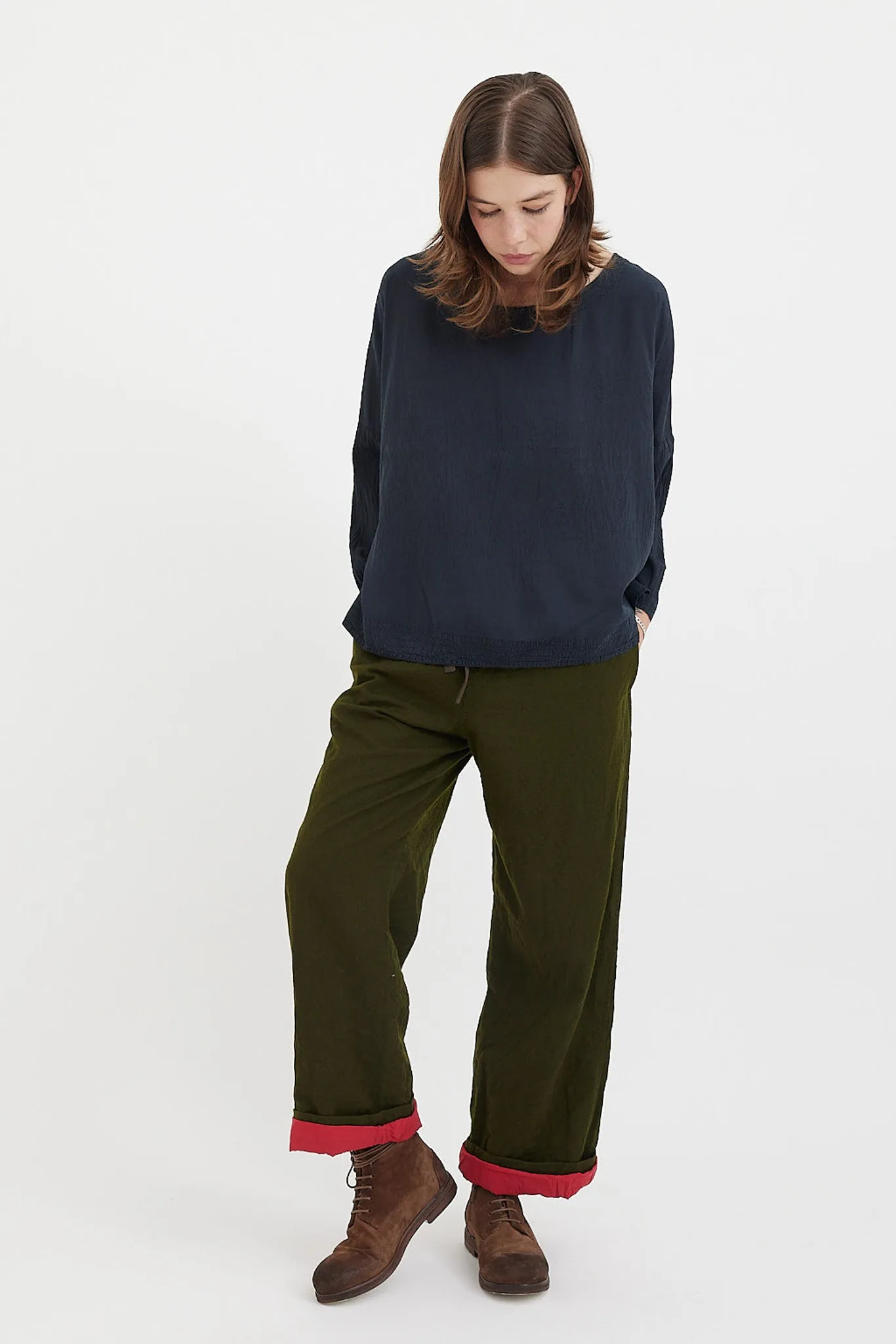 Chez Vidalenc - Pants Coulisse Lined - Dark Olive