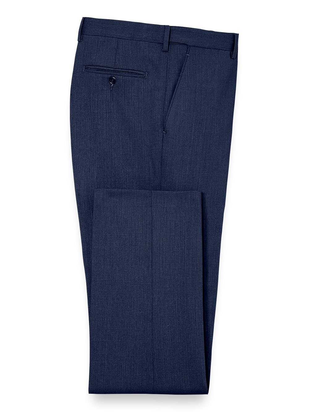 Classic Fit Essential Wool Flat Front Suit Pants - Navy