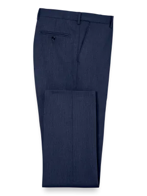 Classic Fit Essential Wool Flat Front Suit Pants - Navy