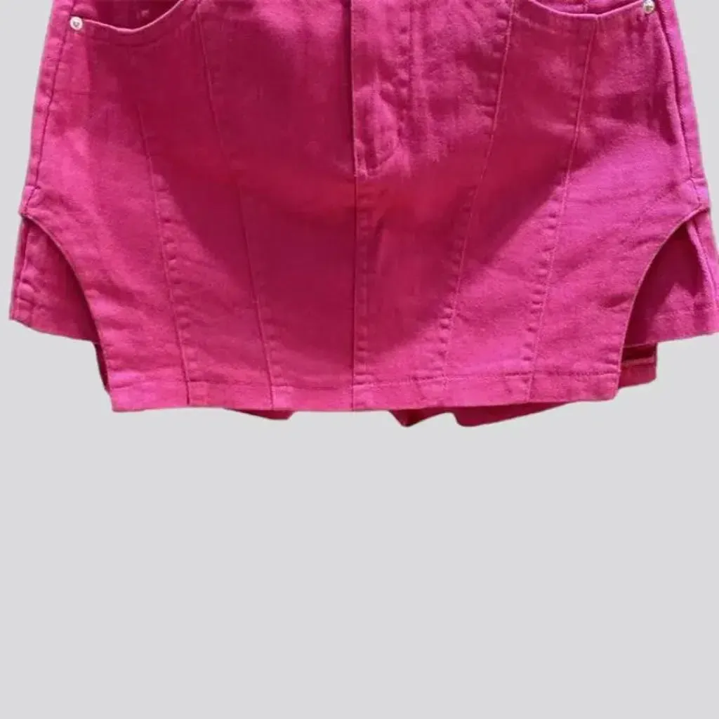 Color jeans skort
 for women