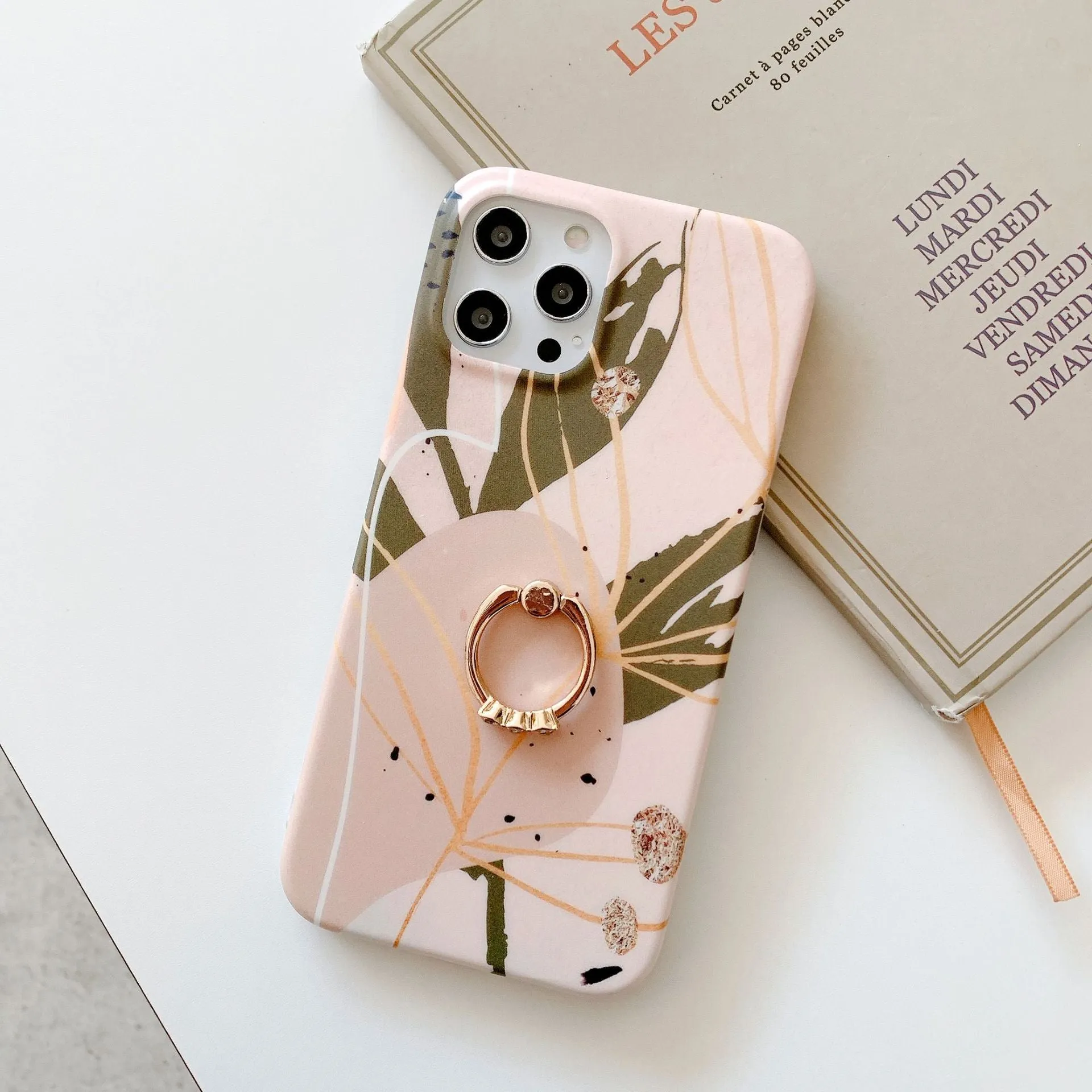 Compatible with Apple, Graffiti Leaf Ring Buckle Is Suitable For IPhone 12, Apple 11 Pro Max And Other Silicone Phone Cases