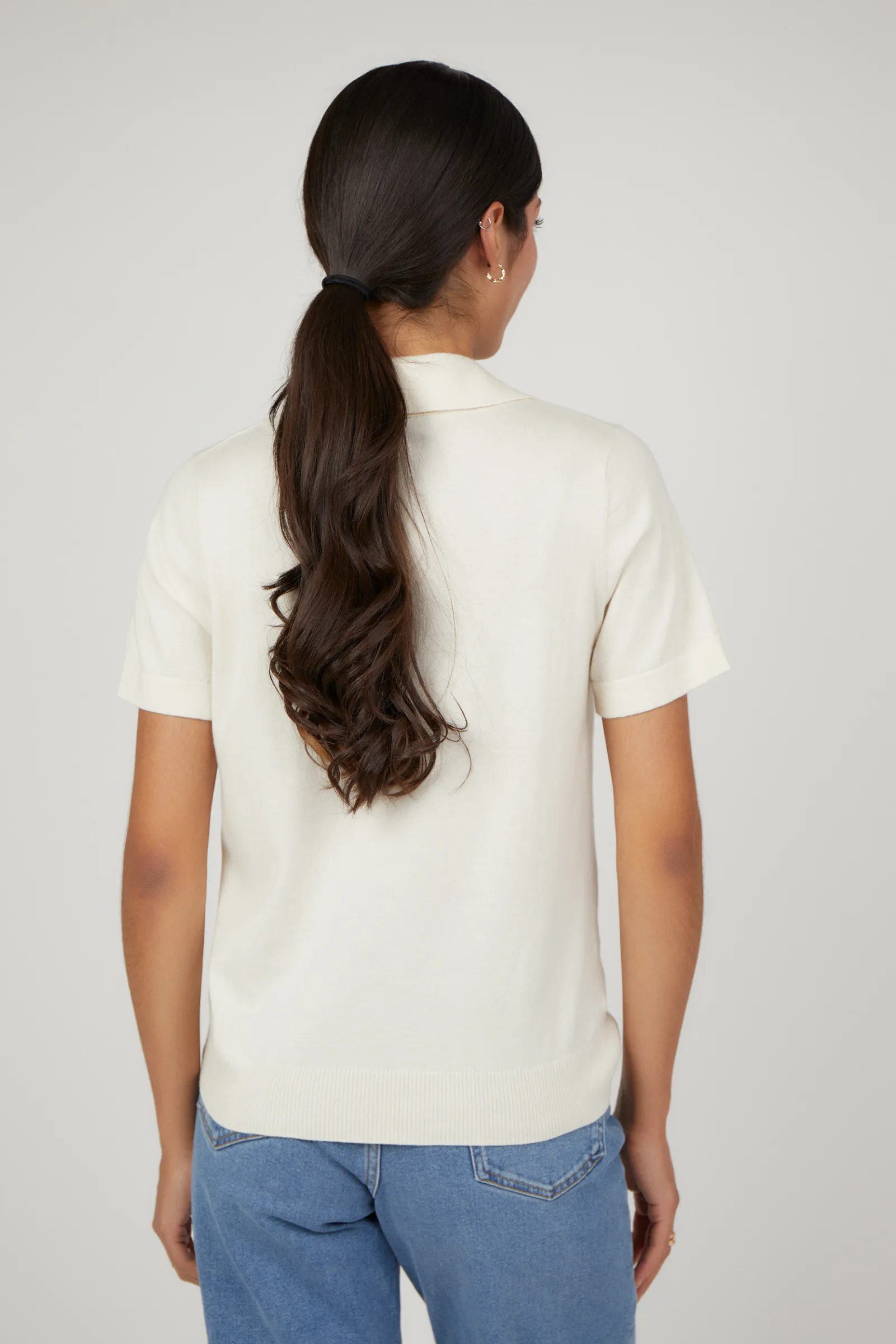 Cotton Cashmere Collar T Shirt