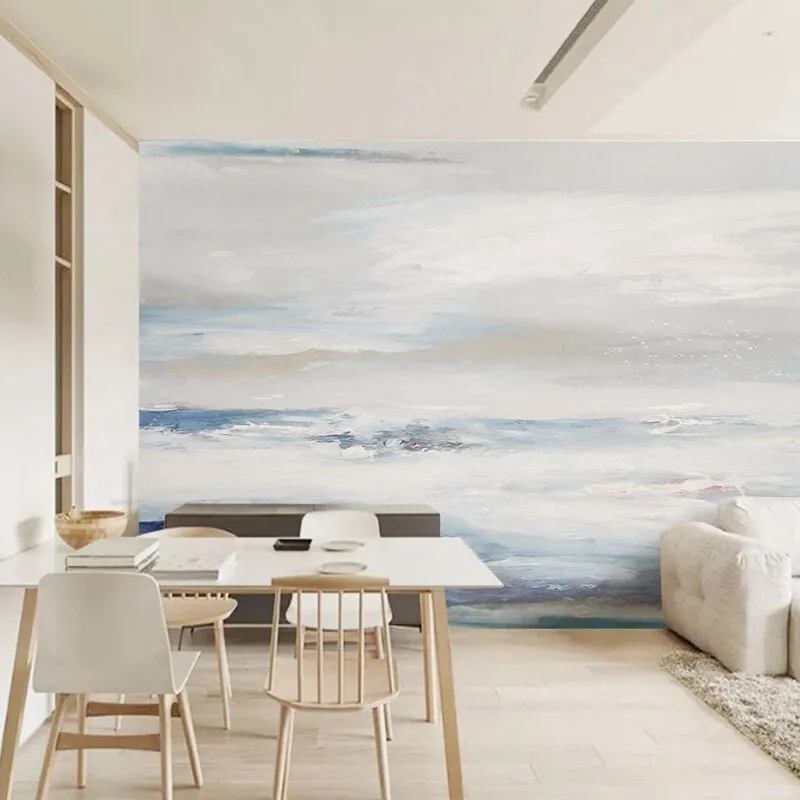 Custom Mural Wallpaper Abstract White Cloud Sky Ocean (㎡)