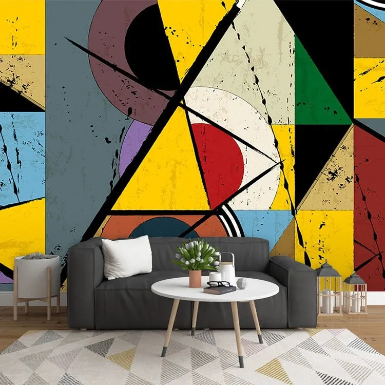 Custom Wallpaper Mural Abstract Geometric Color Painting Wall Art (㎡)