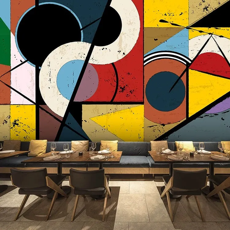 Custom Wallpaper Mural Abstract Geometric Color Painting Wall Art (㎡)