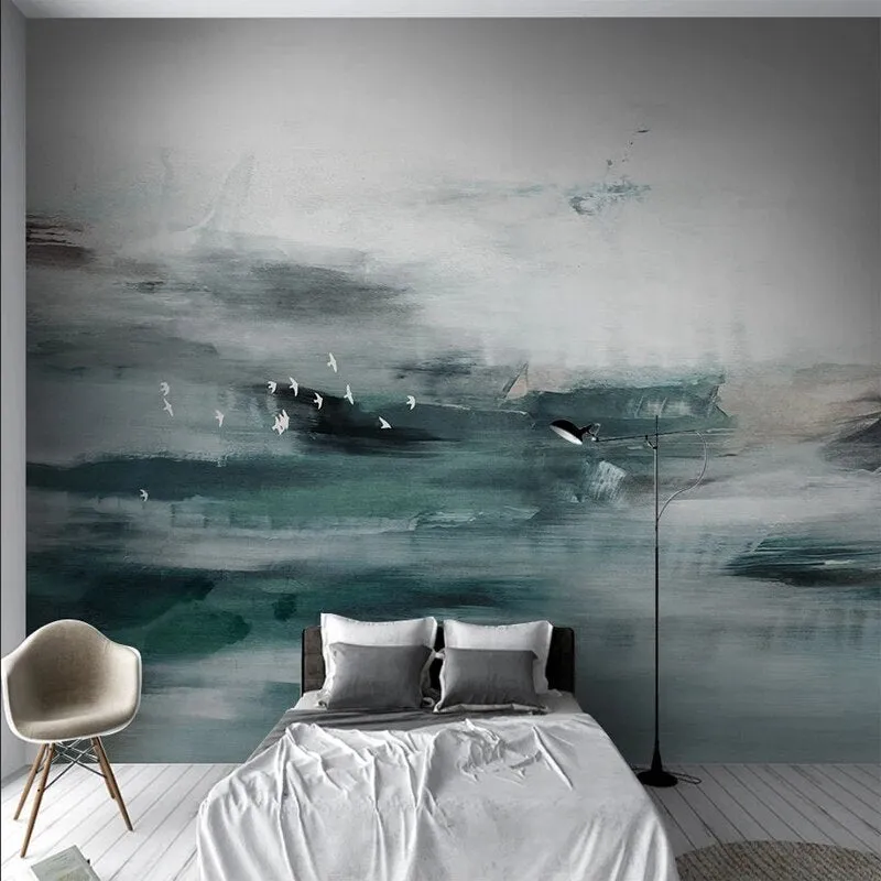 Custom Wallpaper Mural Green Abstract Art (㎡)