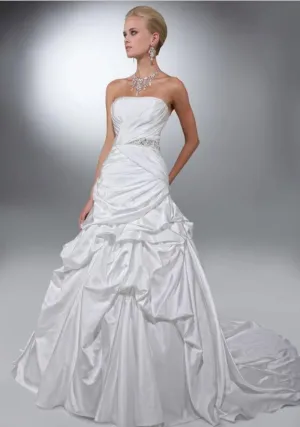 Da Vinci Bridal Gown 50097 White Gathered Trumpet Dress