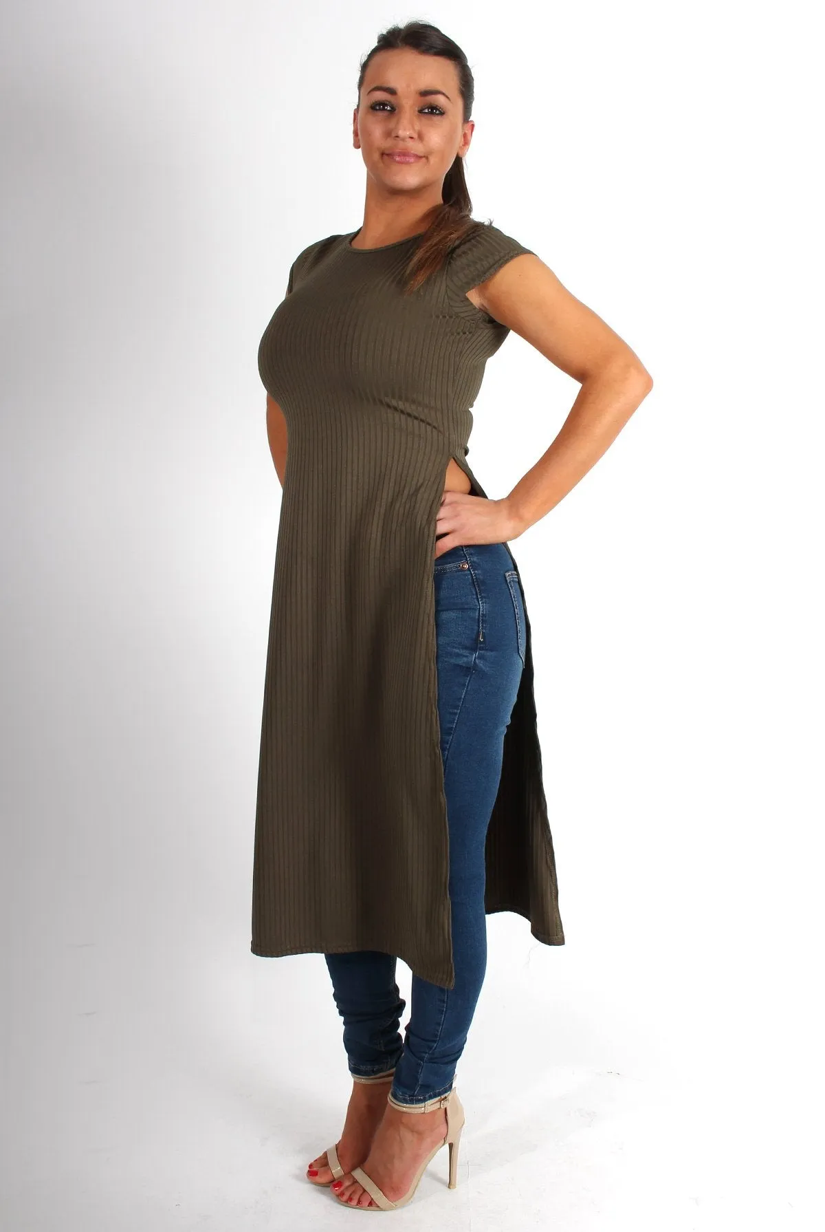 Daphne Khaki Side Split Top