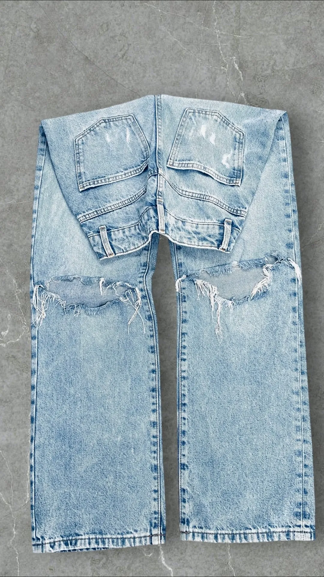 DENIM CO KNEE RIPPED WIDE LEG JEANS