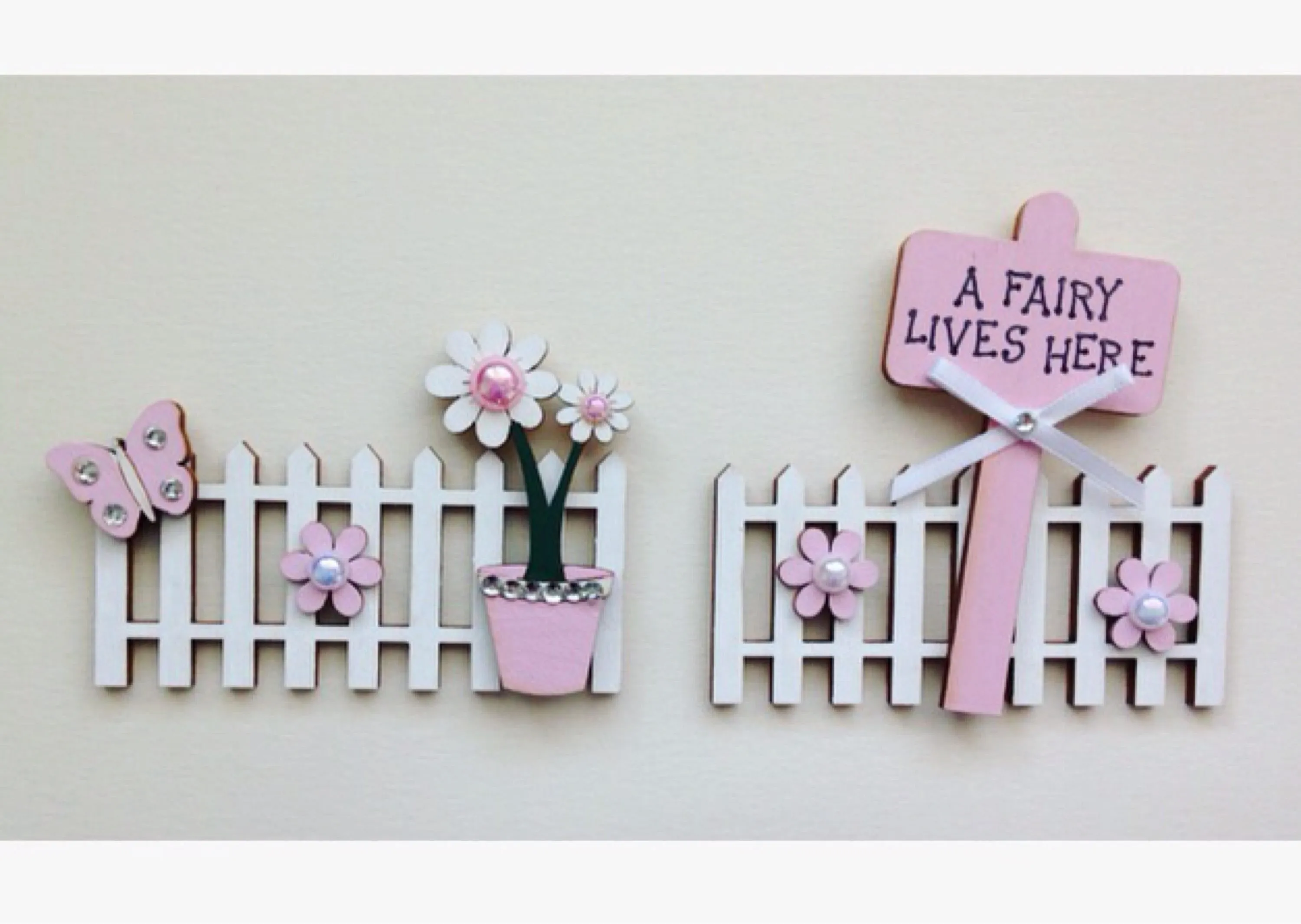 Fairy Door Pink Accessory Set - Fencing with Sign