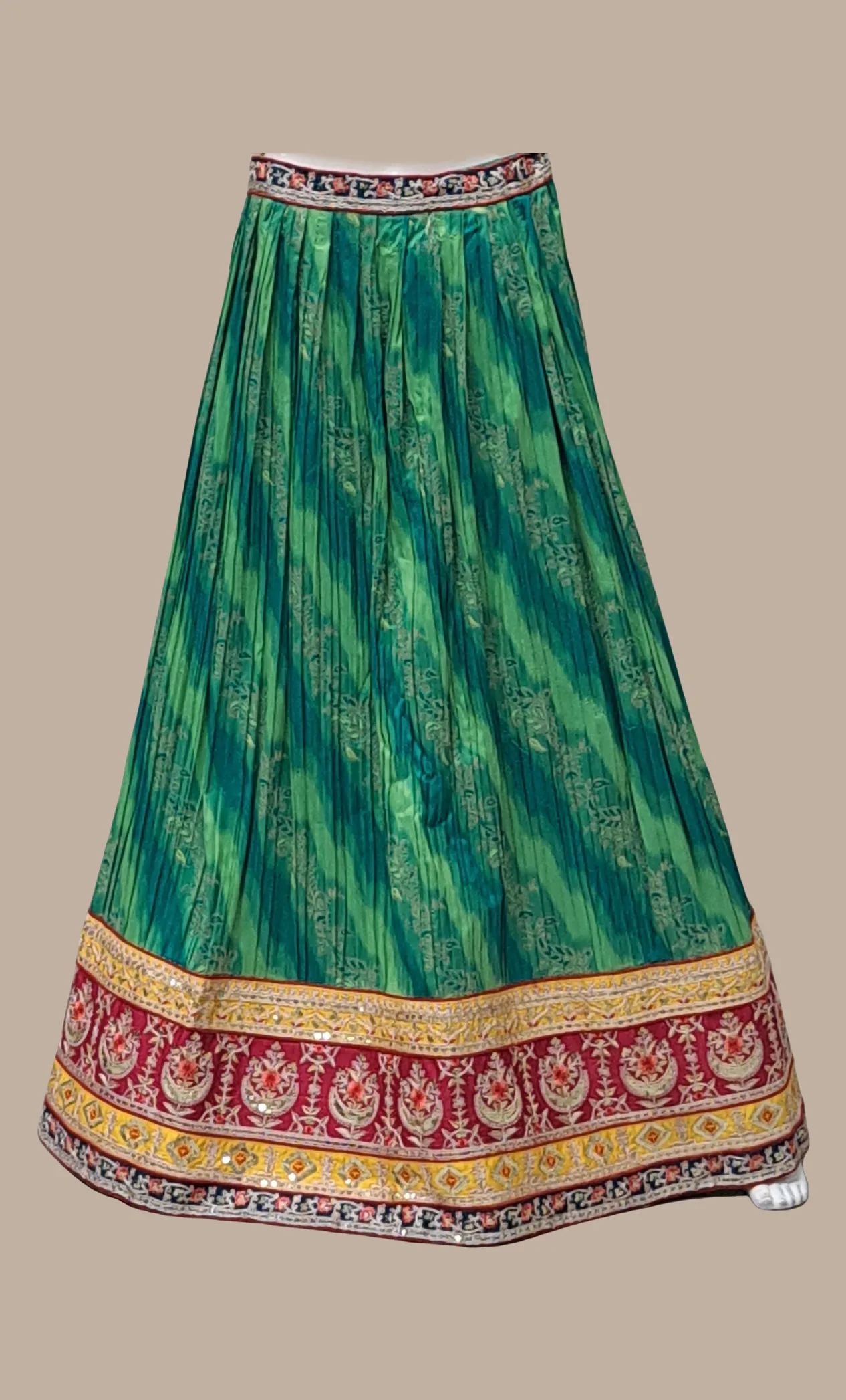 Fern Green Embroidered Lengha