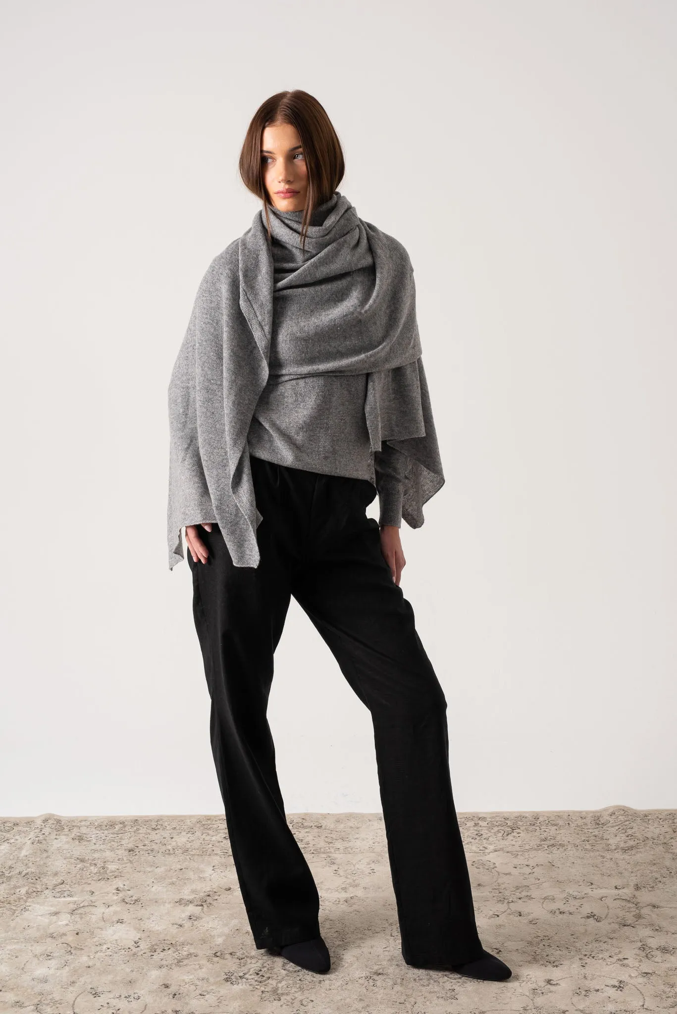 Fluire 100% Cashmere Wrap Mélange Grey