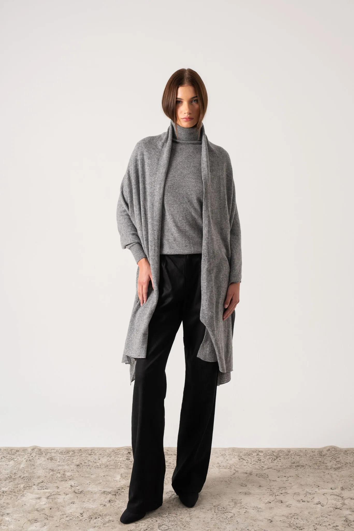 Fluire 100% Cashmere Wrap Mélange Grey