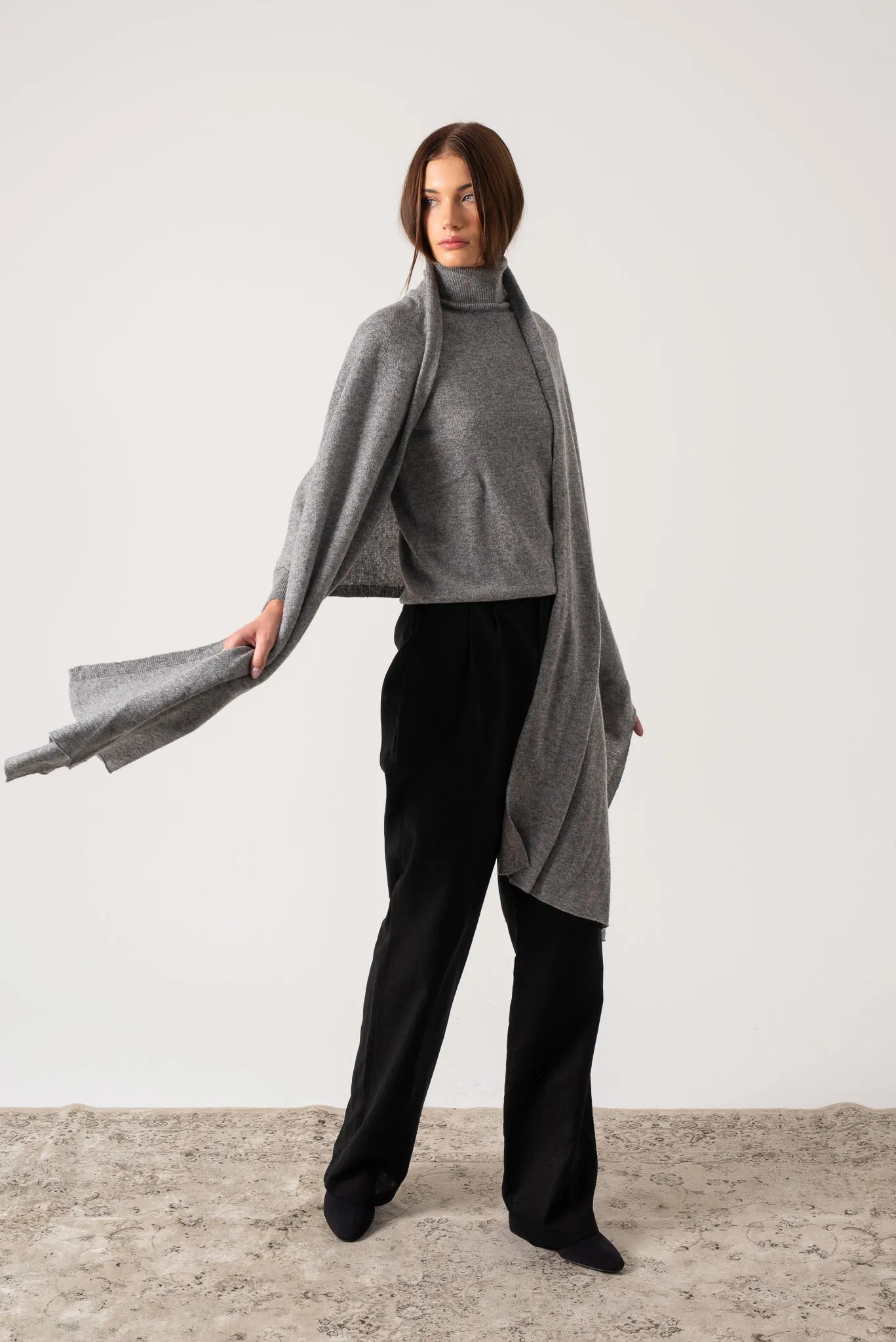 Fluire 100% Cashmere Wrap Mélange Grey