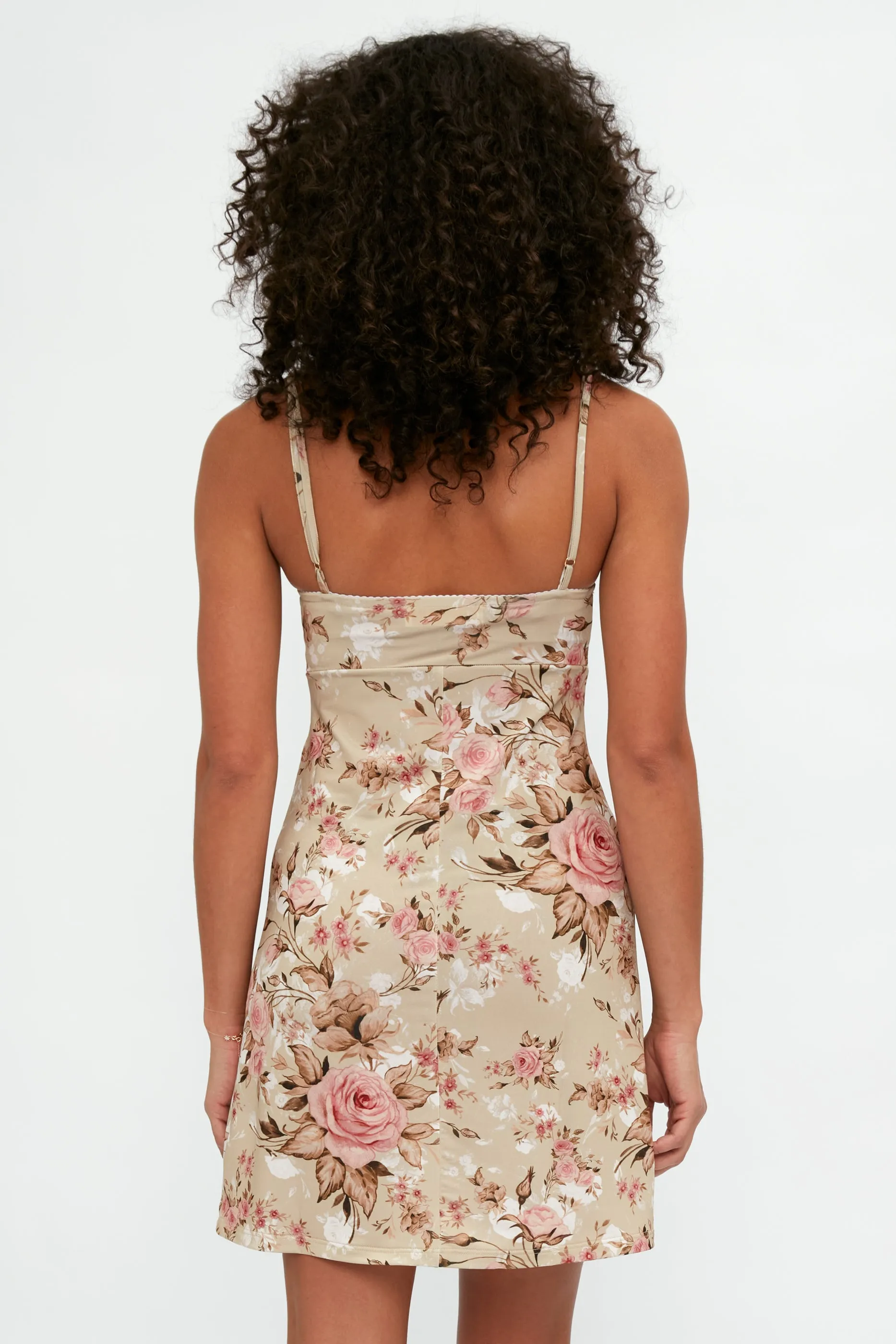 Gardenia Silk Dress in Rose Floral Print