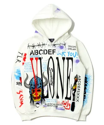 Graffiti Casual plus Velvet Hooded Men's Hoodie