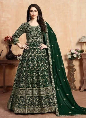 Green Zari Embroidered Designer Anarkali Suit