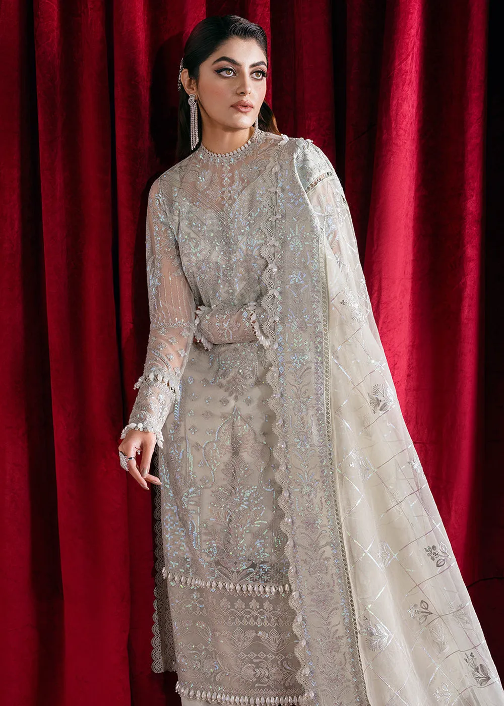 Greyish Silver Suit - Afrozeh Luxury Starlet Collection '23 - Chantilly