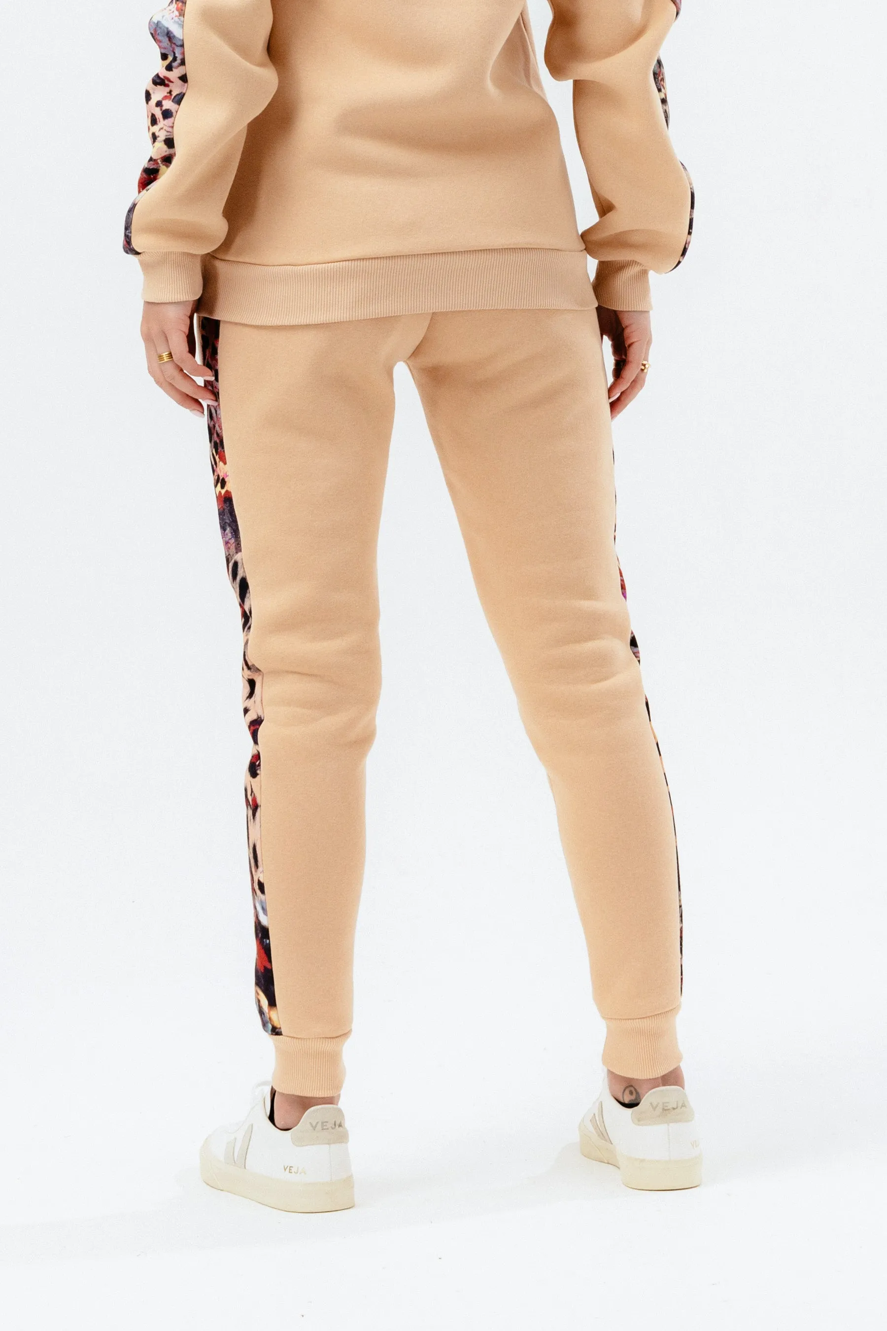 Hype Womens Hazelnut Animal Print Label Joggers