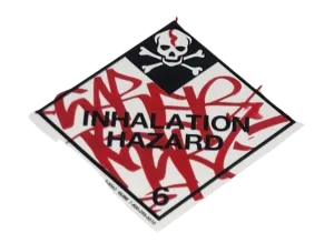 Inhalation Hazard Skull Slap-Up Label Sticker Original Tag Art by Saber