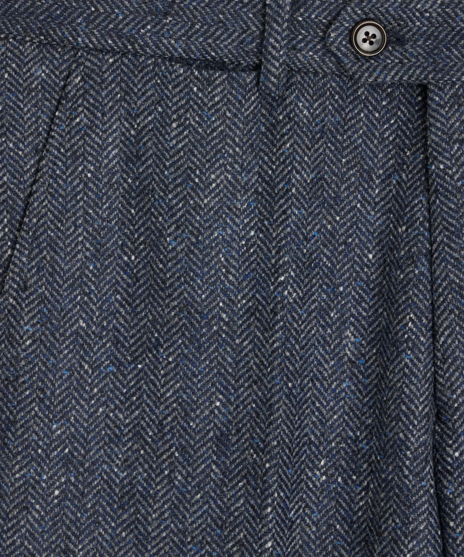 Italian Donegal Sutton Trouser in Steel Blue Herringbone