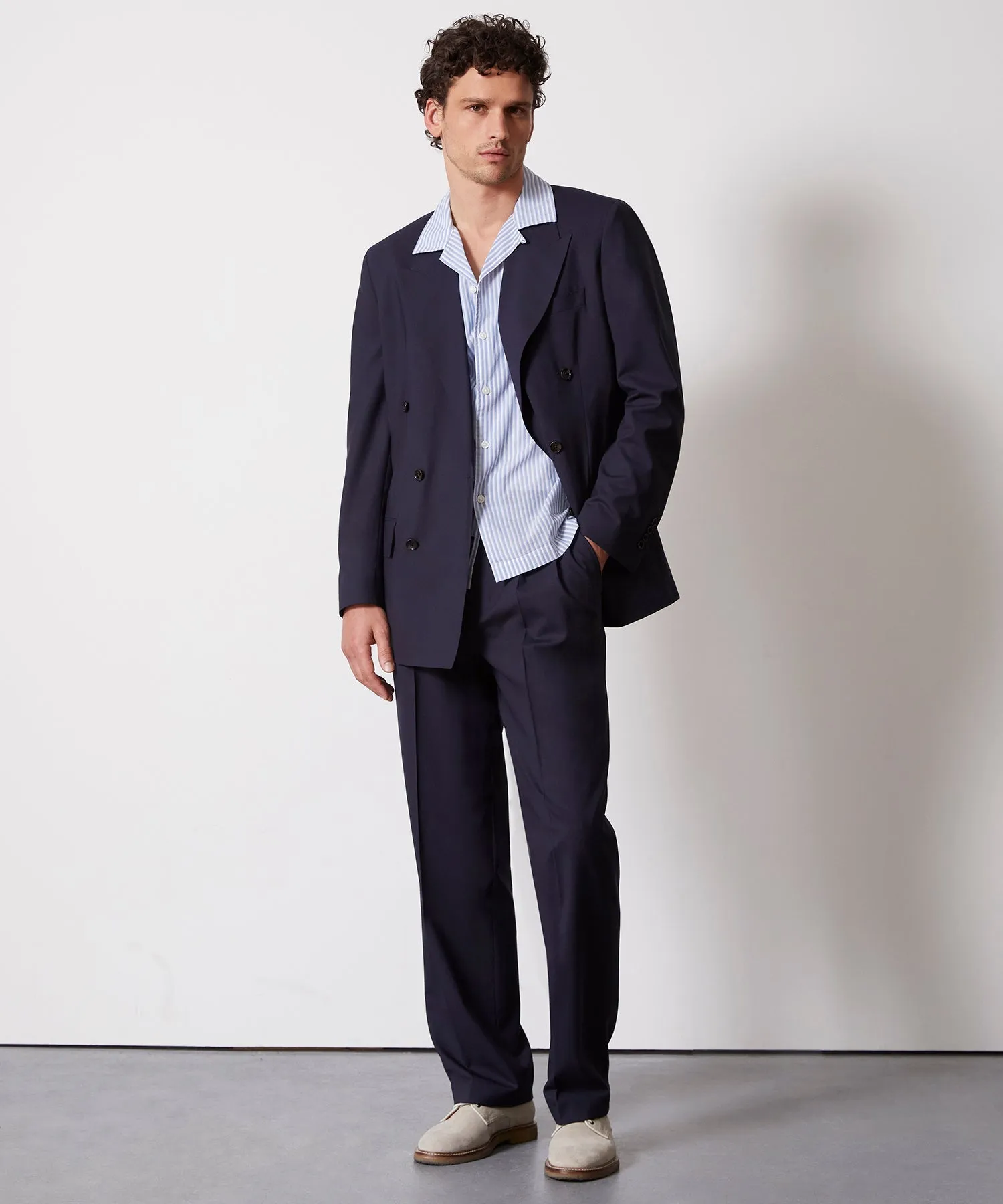 Italian Tropical Wool Wythe Jacket in Navy