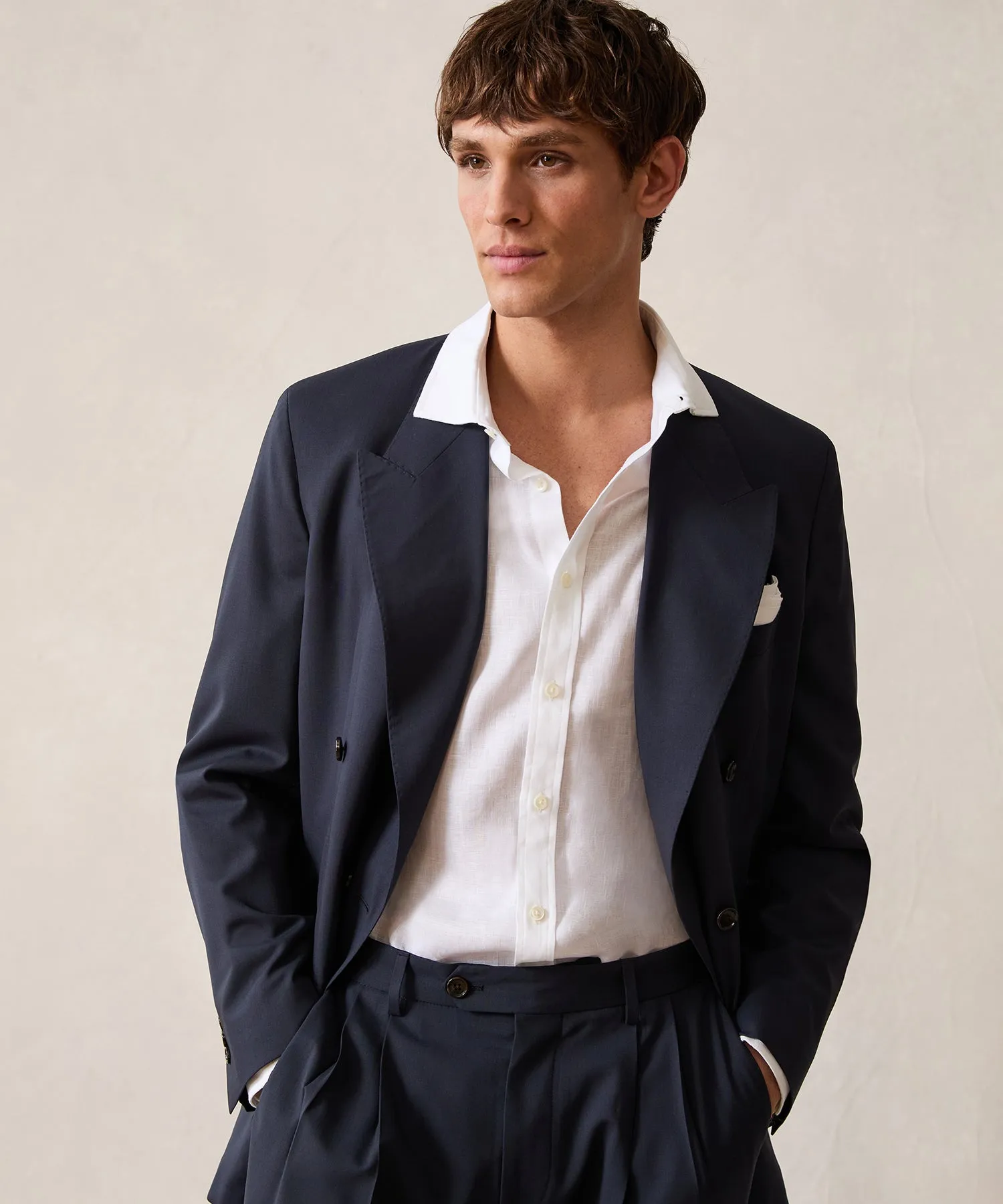 Italian Tropical Wool Wythe Jacket in Navy