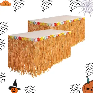 Kicko Luau Hawaiian Grass Table Skirt - 2 Pack - 9 Feet X 29 Inch - Real Hawaiian Island