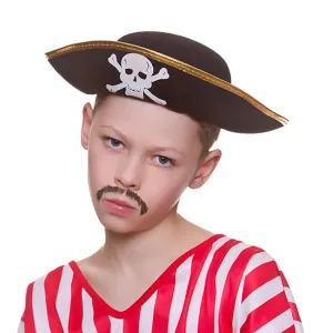 Kids Pirate Hat Black Skull Crossbones Fancy Dress Age 5 