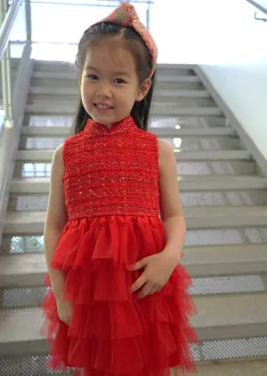 Kid's Tulle Qipao (Red)