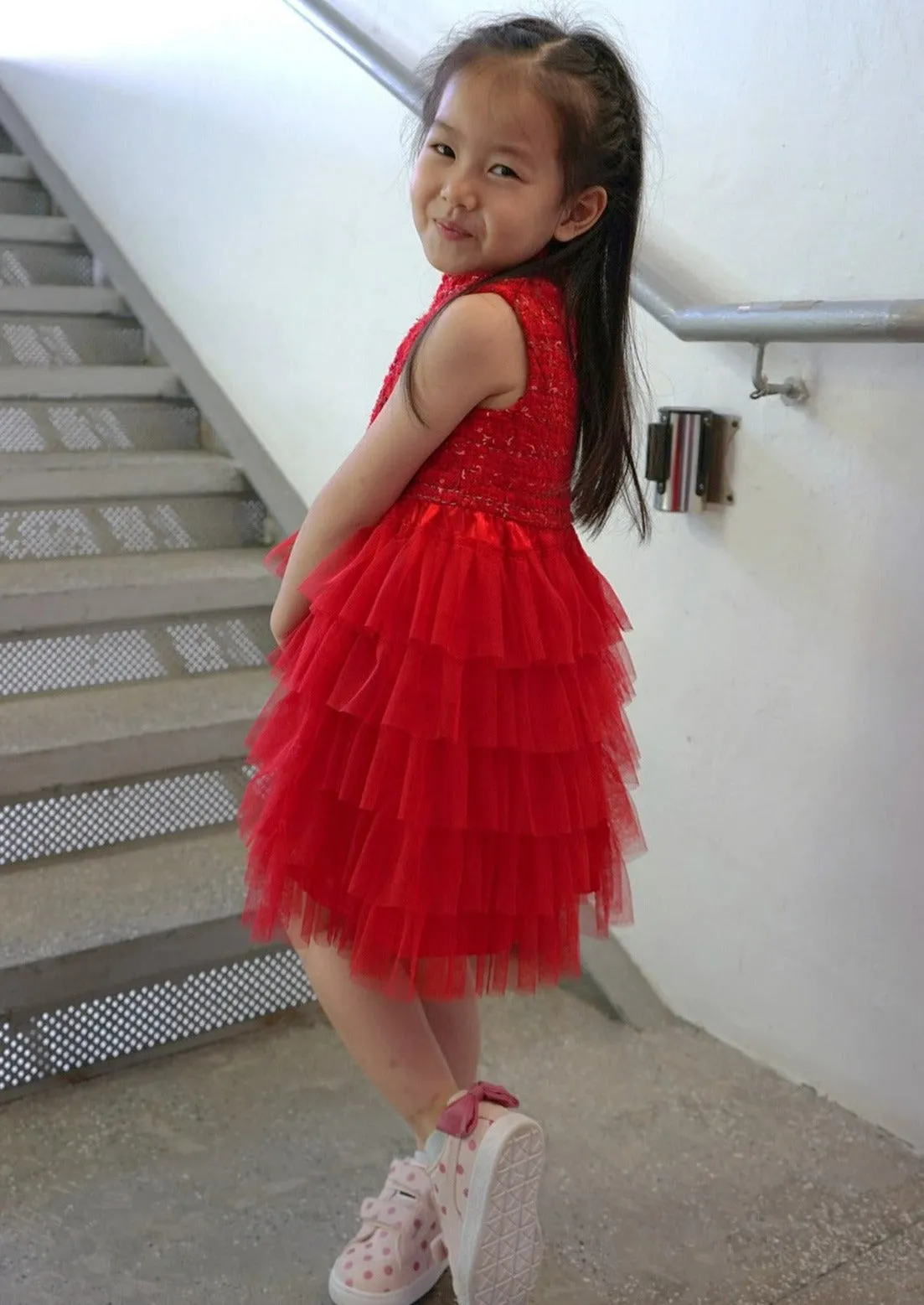 Kid's Tulle Qipao (Red)