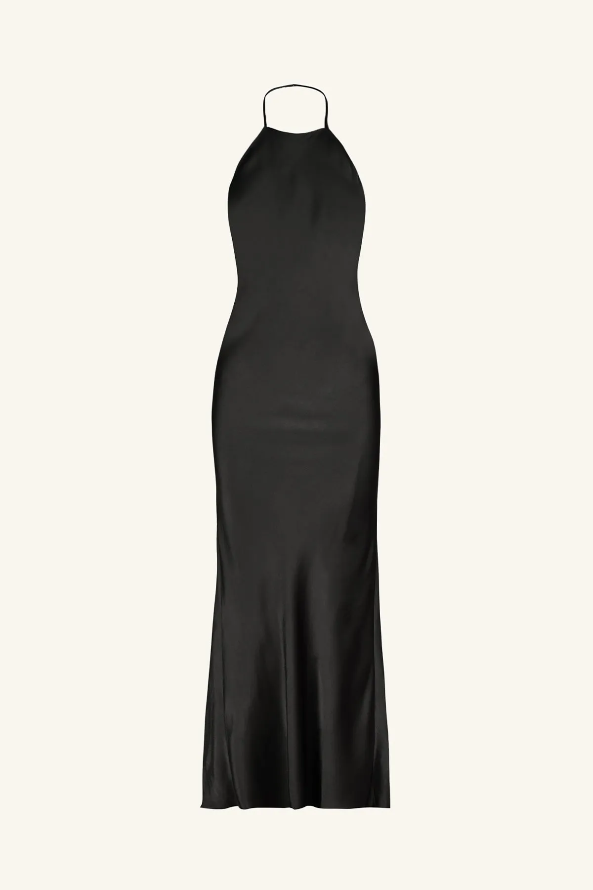 LA LUNE LOW BACK HALTER NECK MIDI DRESS - BLACK