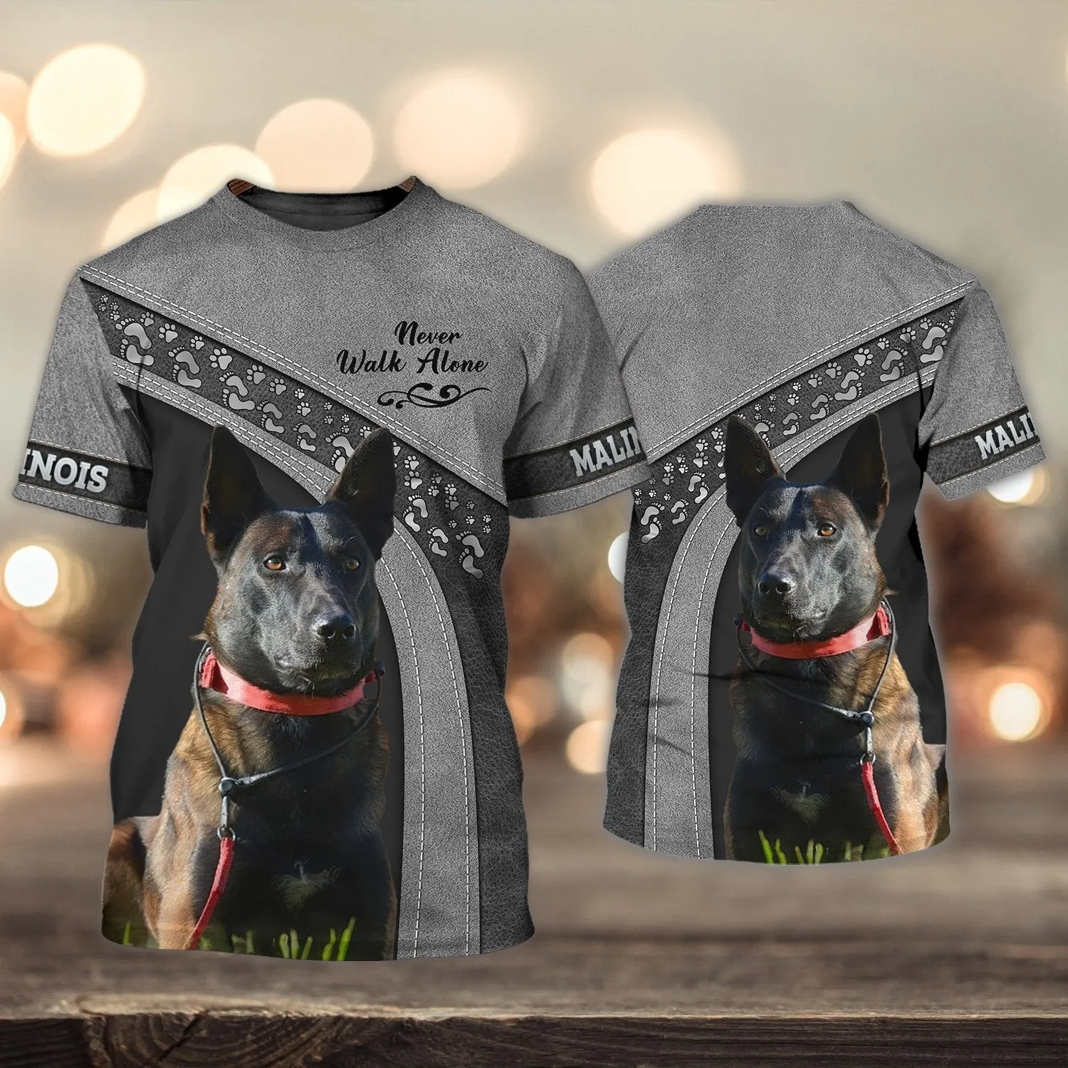 Malinois Love Never Walk Alone Love 3D Full Print Shirts, Custom Memorial Apparel Shirts, Dog Memorial Gifts for loss of Dog