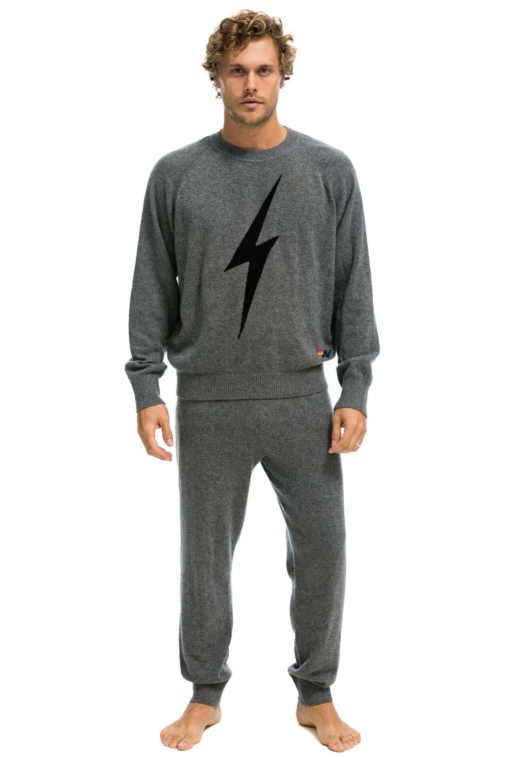 MEN'S BOLT CASHMERE LIGHT SWEATER PANT	- DEEP HEATHER // BLACK BOLT