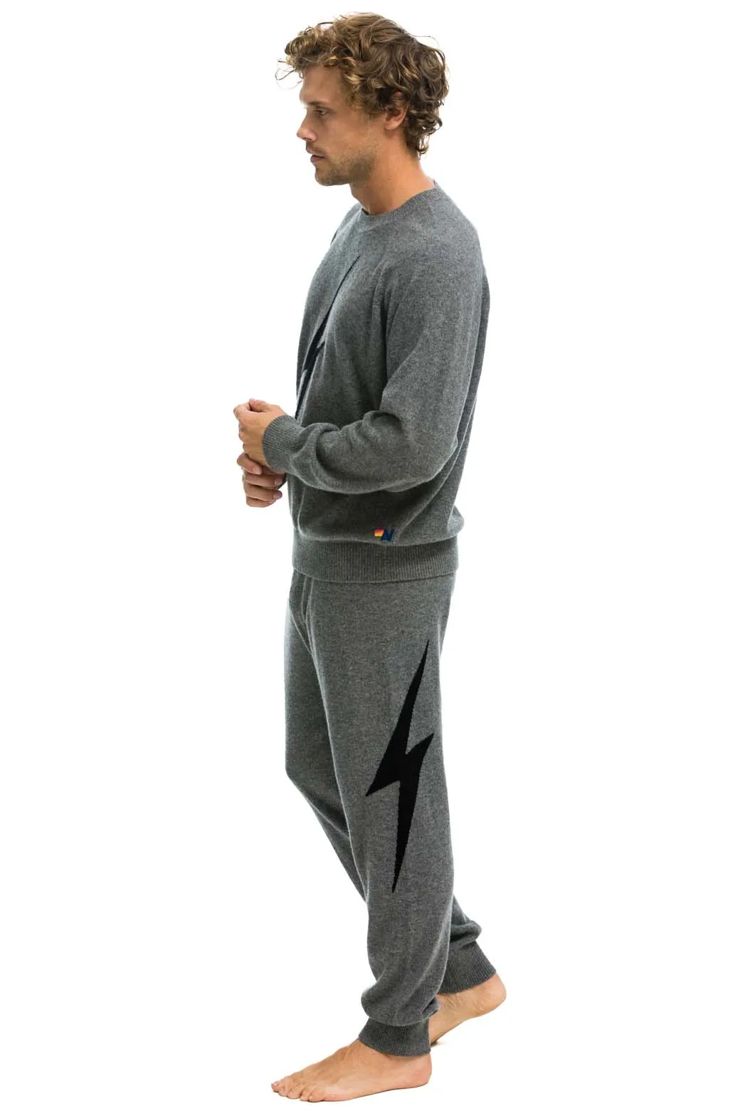 MEN'S BOLT CASHMERE LIGHT SWEATER PANT	- DEEP HEATHER // BLACK BOLT