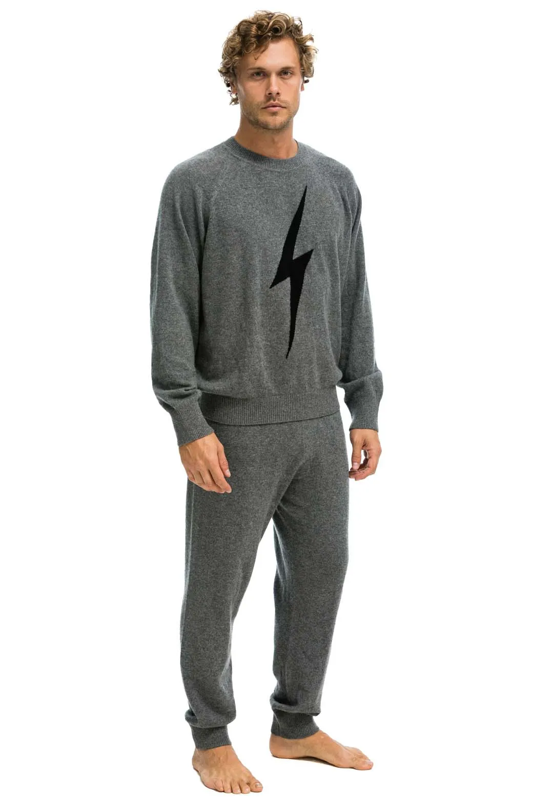 MEN'S BOLT CASHMERE LIGHT SWEATER PANT	- DEEP HEATHER // BLACK BOLT