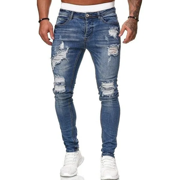 Mens Cool Designer Brand Pencil Jeans Skinny Ripped Destroyed Stretch Slim Fit Hop Hop Pants With Holes For Men Printed Jeans