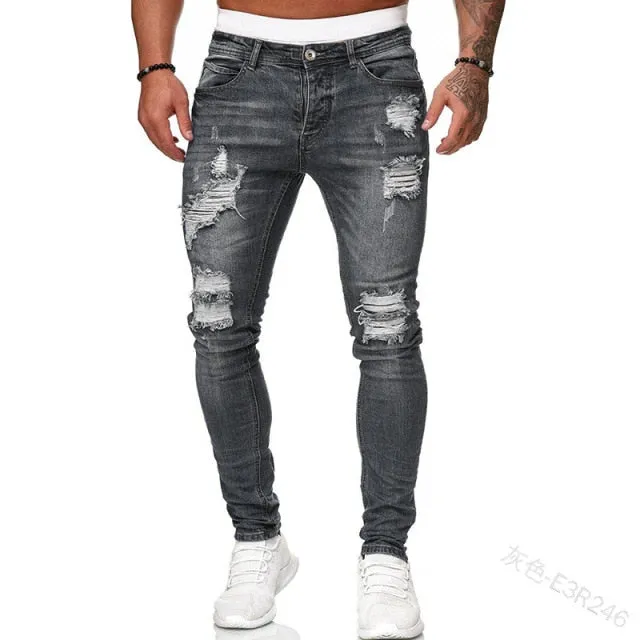 Mens Cool Designer Brand Pencil Jeans Skinny Ripped Destroyed Stretch Slim Fit Hop Hop Pants With Holes For Men Printed Jeans