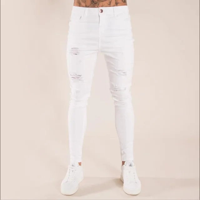 Mens Cool Designer Brand Pencil Jeans Skinny Ripped Destroyed Stretch Slim Fit Hop Hop Pants With Holes For Men Printed Jeans