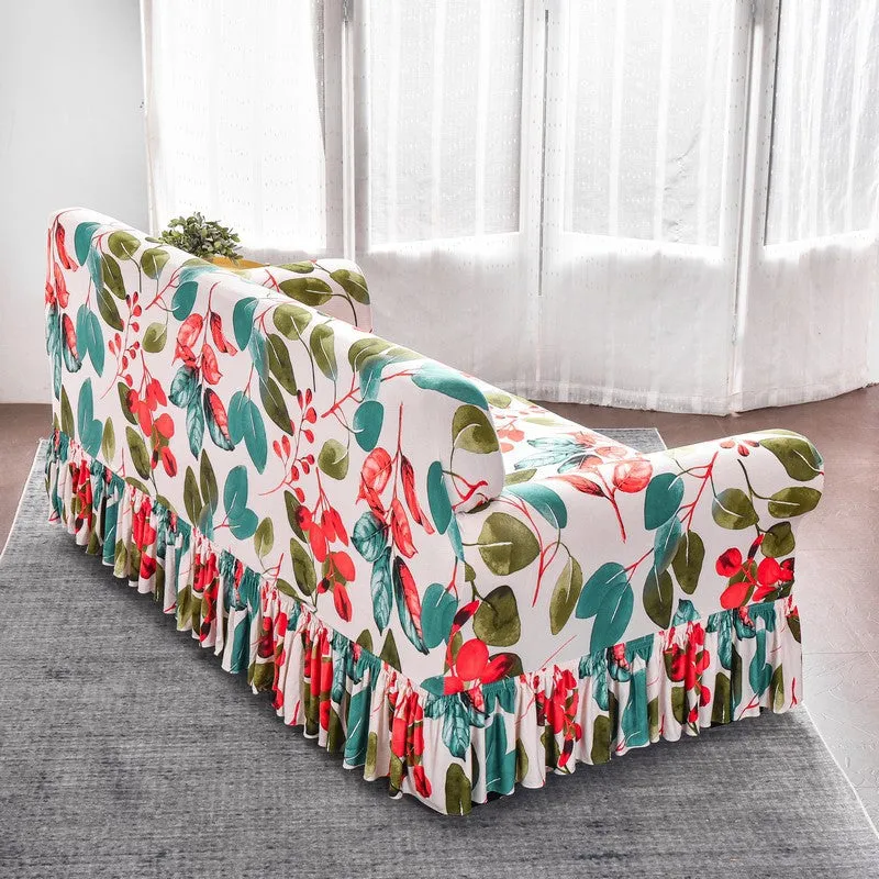 Milk Silk Printed Sofa Slipcover With Skirt